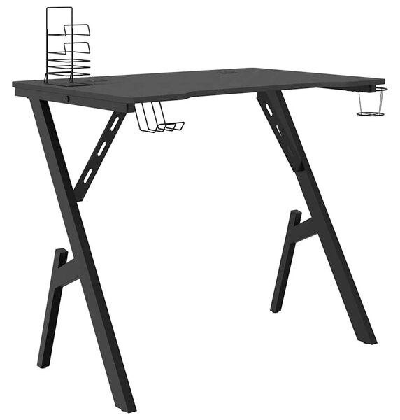 Fekete Y-lábú gamer asztal 90 x 60 x 75 cm