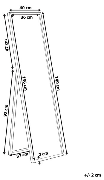 Állótükör TORCY 140 cm Ezüst