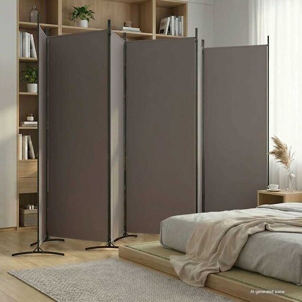6 paneles antracitszürke szövet térelválasztó 520x180 cm