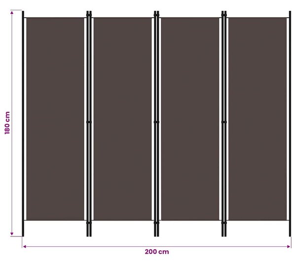 Barna 4 paneles paraván 200 x 180 cm