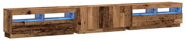 Antik fa színű szerelt fa TV-szekrény LED-ekkel 300x35x40 cm