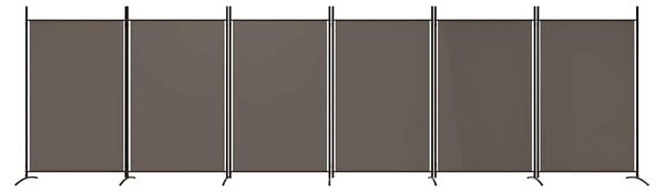 6 paneles antracitszürke szövet térelválasztó 520x180 cm