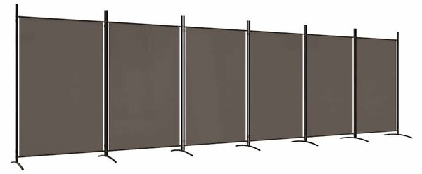6 paneles antracitszürke szövet térelválasztó 520x180 cm