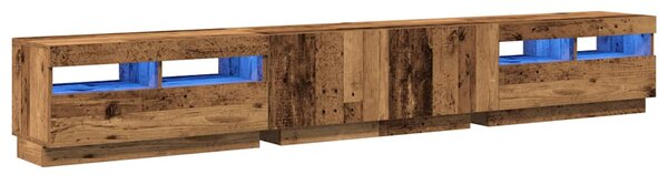 Antik fa színű szerelt fa TV-szekrény LED-ekkel 260x35x40 cm