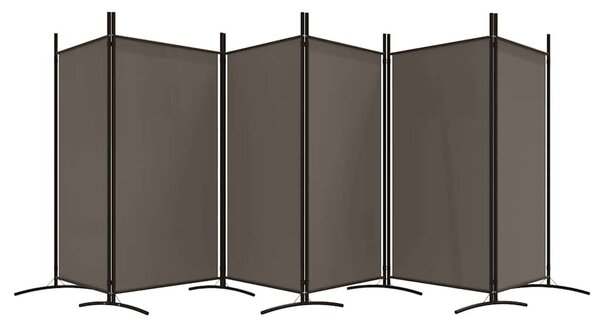 6 paneles antracitszürke szövet térelválasztó 520x180 cm