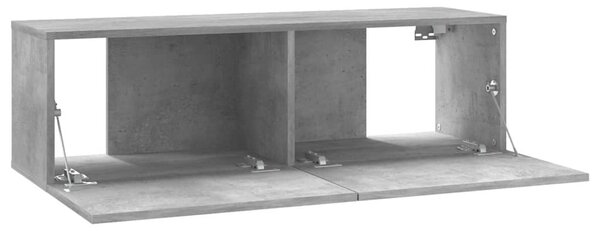 Betonszürke szerelt fa TV-szekrény 100 x 30 x 30 cm
