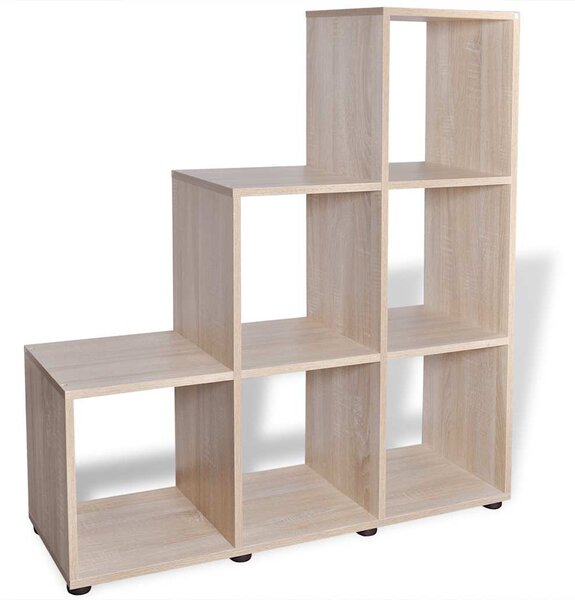 Tölgyszínű lépcsős könyvespolc/vitrines polc 107 cm