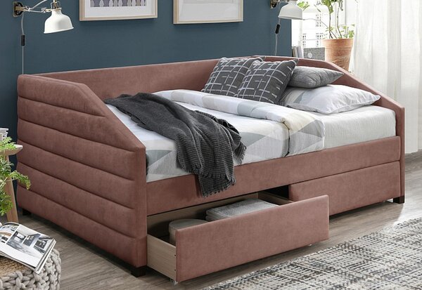 NADIA kárpitozott ágy, 120x200, rózsaszín