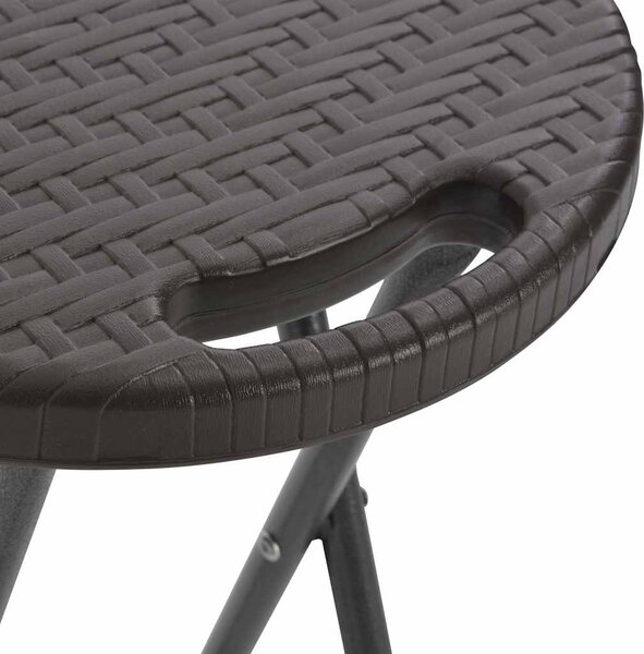 2 db barna összecsukható rattan küllemű HDPE és acél bárszék