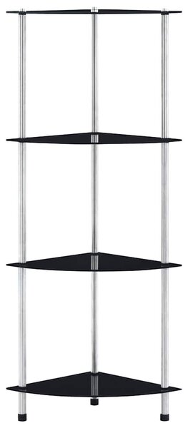4 szintes fekete edzett üveg polc 30 x 30 x 100 cm