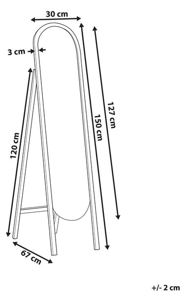 Állótükör CHELLES 150 cm Császárfa Sötétbarna