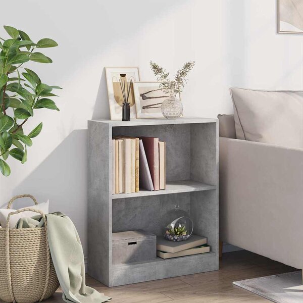 Betonszürke szerelt fa könyvespolc 60 x 24 x 76 cm