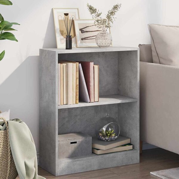 Betonszürke szerelt fa könyvespolc 60 x 24 x 76 cm