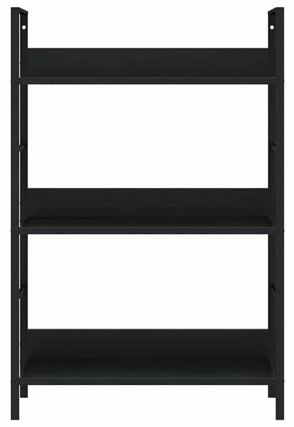 3 szintes fekete szerelt fa könyvespolc 60 x 27,6 x 90,5 cm