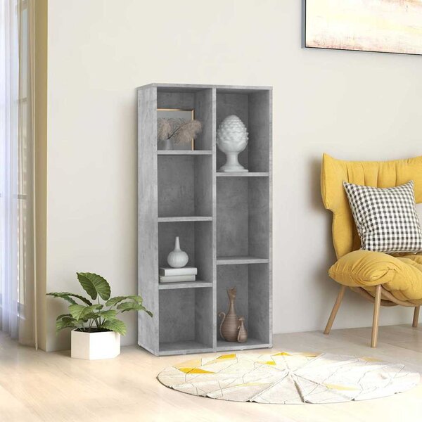 Betonszürke szerelt fa könyvszekrény 50 x 25 x 106 cm