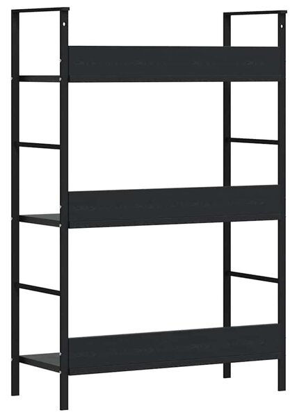 3 szintes fekete szerelt fa könyvespolc 60 x 27,6 x 90,5 cm