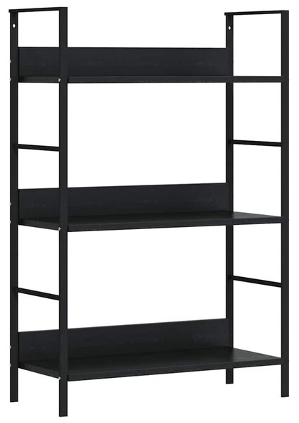 3 szintes fekete szerelt fa könyvespolc 60 x 27,6 x 90,5 cm