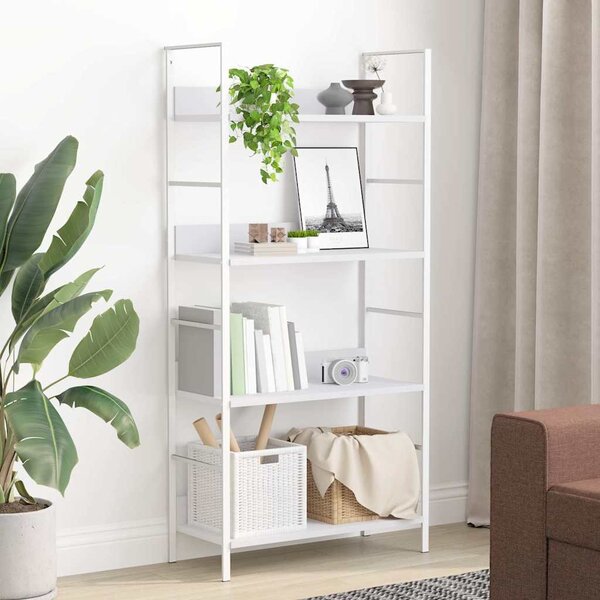 4 szintes fehér szerelt fa könyvespolc 60 x 27,6 x 124,5 cm