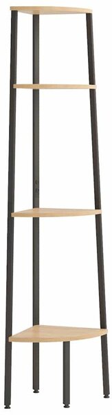 4-szintes világosbarna és fekete sarokpolc 45,5 x 31,5 x 150 cm
