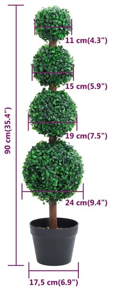 Zöld gömbalakú cserepes műpuszpáng 90 cm