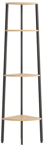 4-szintes világosbarna és fekete sarokpolc 45,5 x 31,5 x 150 cm