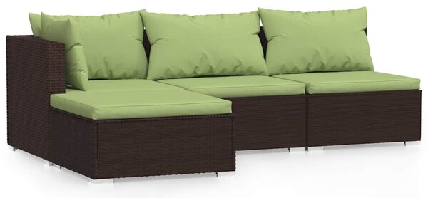 4 részes barna polyrattan kerti ülőgarnitúra párnákkal