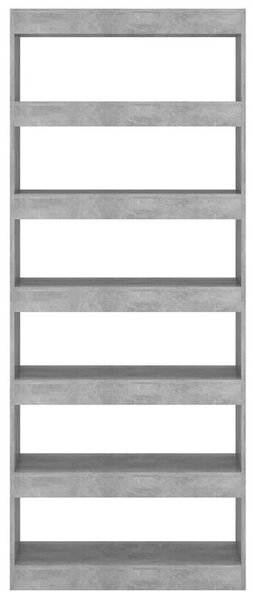 Betonszürke szerelt fa könyvszekrény/térelválasztó 80x30x198 cm
