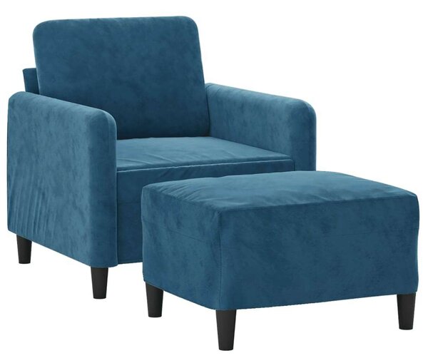 VidaXL kék bársony kanapéfotel lábtartóval 60 cm