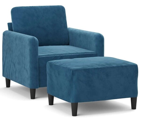 VidaXL kék bársony kanapéfotel lábtartóval 60 cm