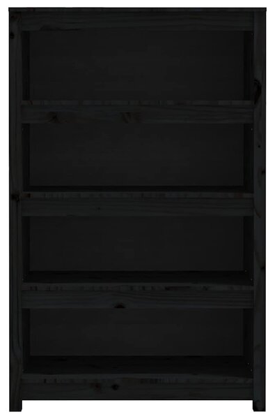 Fekete tömör fenyőfa könyvszekrény 80x35x126 cm