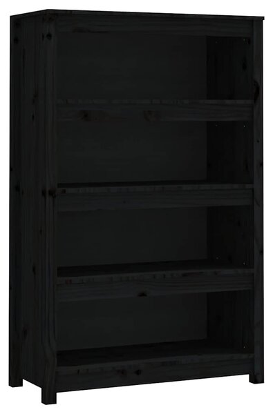 Fekete tömör fenyőfa könyvszekrény 80x35x126 cm