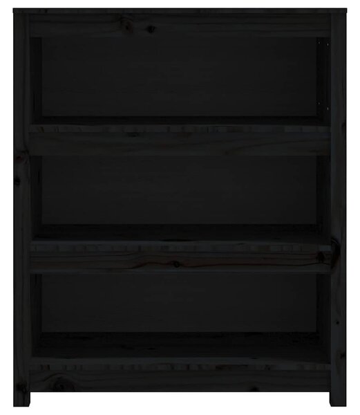 Fekete tömör fenyőfa könyvszekrény 80x35x97 cm