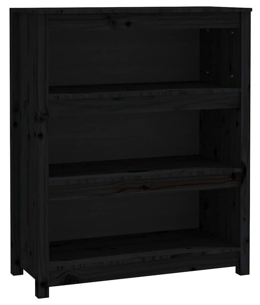 Fekete tömör fenyőfa könyvszekrény 80x35x97 cm