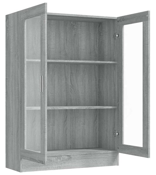 Szürke sonoma színű szerelt fa vitrinszekrény 82,5x30,5x115 cm
