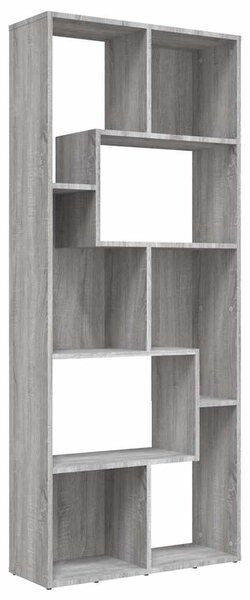 Szürke sonoma színű szerelt fa könyvszekrény 67 x 24 x 161 cm