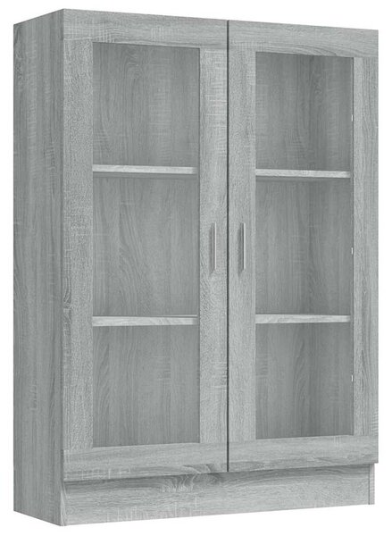 Szürke sonoma színű szerelt fa vitrinszekrény 82,5x30,5x115 cm