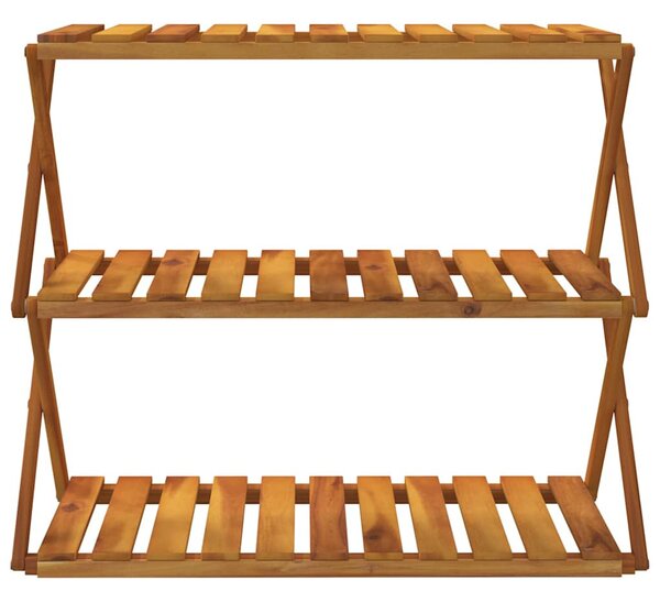 3 szintes barna tömör akácfa összecsukható polc 70 x 31 x 63 cm