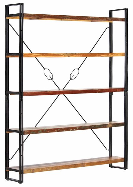 5 szintes tömör újrahasznosított fa könyvespolc 140x30x180 cm