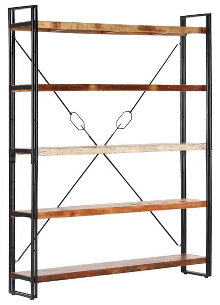 5 szintes tömör újrahasznosított fa könyvespolc 140x30x180 cm