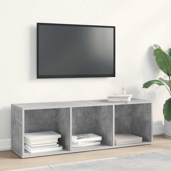 Betonszürke szerelt fa könyv-/TV-szekrény 36 x 30 x 114 cm
