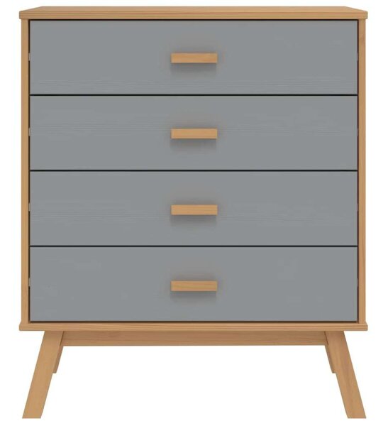 VidaXL OLDEN Fenyőfa Fiókos Szekrény - Szürke/Barna - 76,5x39x90 cm