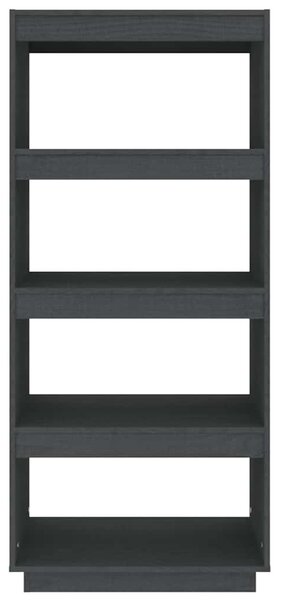 Szürke tömör fenyőfa könyvszekrény/térelválasztó 60x35x135 cm