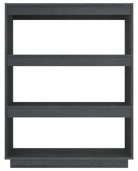 Szürke tömör fenyőfa könyvszekrény/térelválasztó 80x35x103 cm