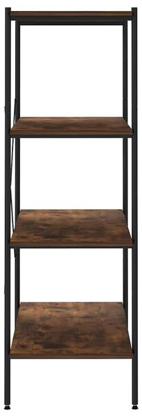 Fekete és sötét faszínű 4 szintes polcrendszer 80 x 40 x 130 cm