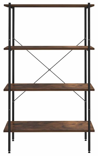 Fekete és sötét faszínű 4 szintes polcrendszer 80 x 40 x 130 cm