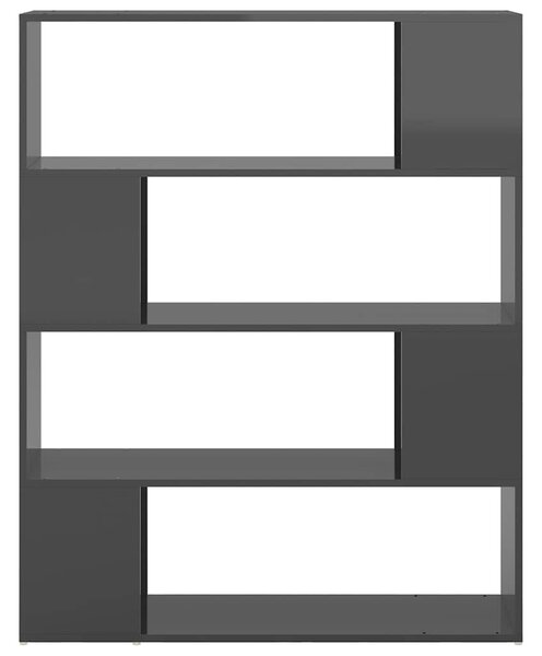 Magasfényű szürke térelválasztó könyvszekrény 100 x 24 x 124 cm
