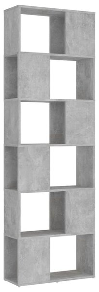 Betonszürke szerelt fa térelválasztó könyvszekrény 60x24x186 cm