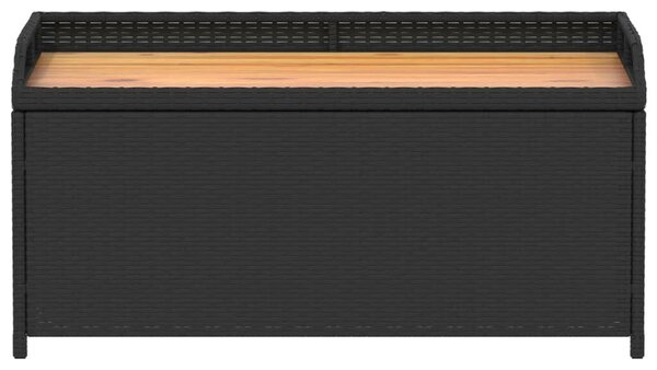 VidaXL fekete polyrattan és akácfa tárolópad 100 x 50 x 52 cm