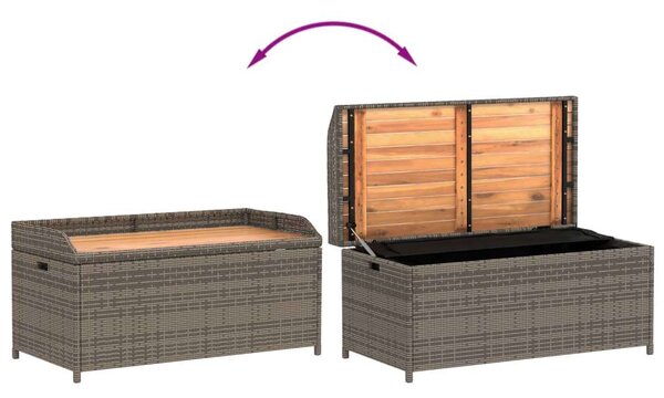 VidaXL szürke polyrattan és akácfa tárolópad 100 x 50 x 52 cm