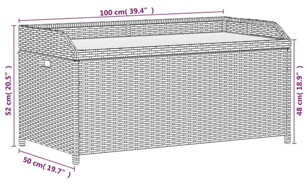 VidaXL szürke polyrattan és akácfa tárolópad 100 x 50 x 52 cm